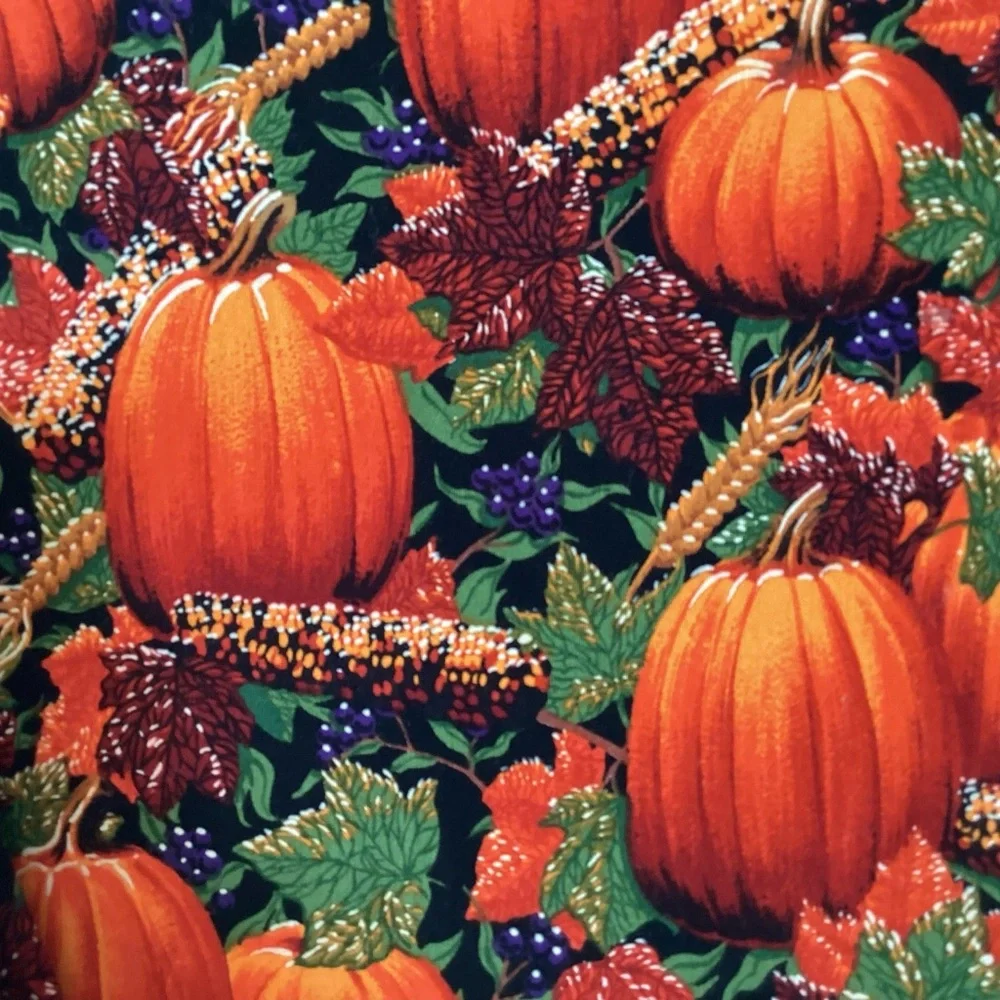 Pumpkin Print Fabric Placemats Set of 4 with Napkins
